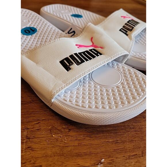 PUMA Women's Slides Size 10 White Pink - Picture 4 of 5